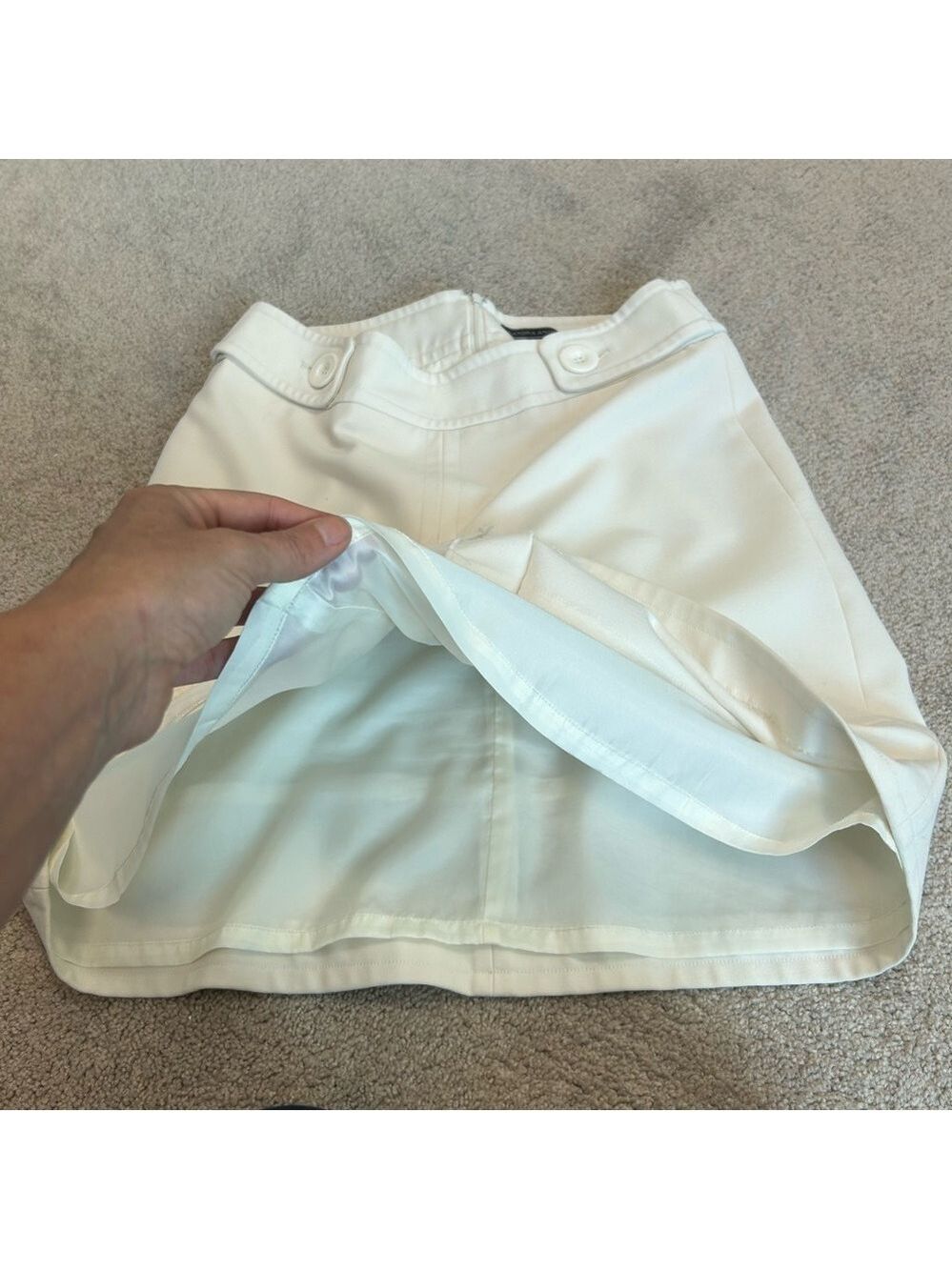 Sandra Angelozzi ivory light cream skirt front pleat Sz 38 - Picture 5 of 12